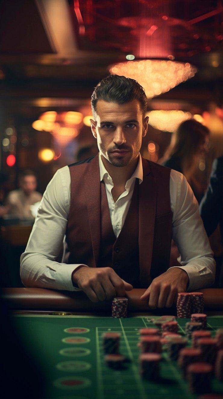Tampilan dealer langsung Speed Baccarat di studio multi-kamera jayapoker dengan antarmuka permainan yang responsif